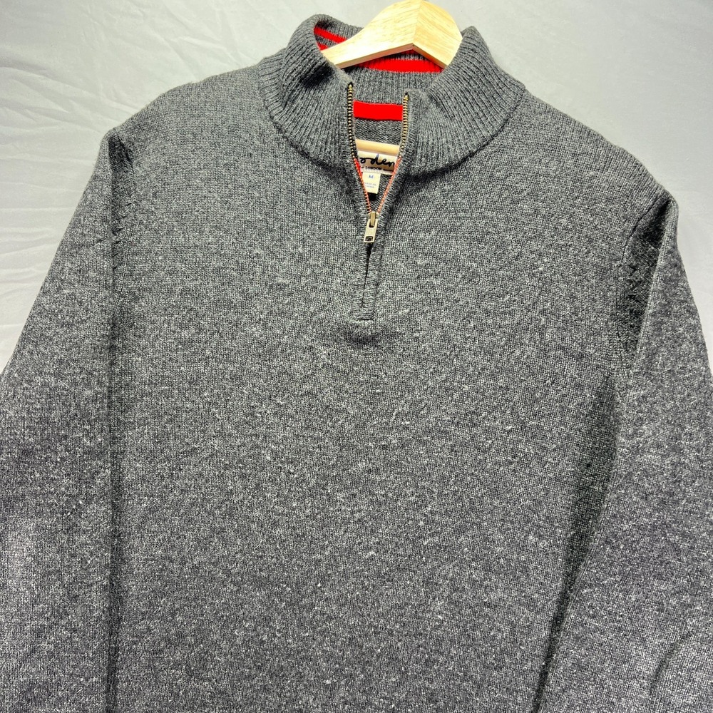 Boden Sweater Mens Medium Dark Gray 1/4 Zip Pullover Pure Wool London Preppy